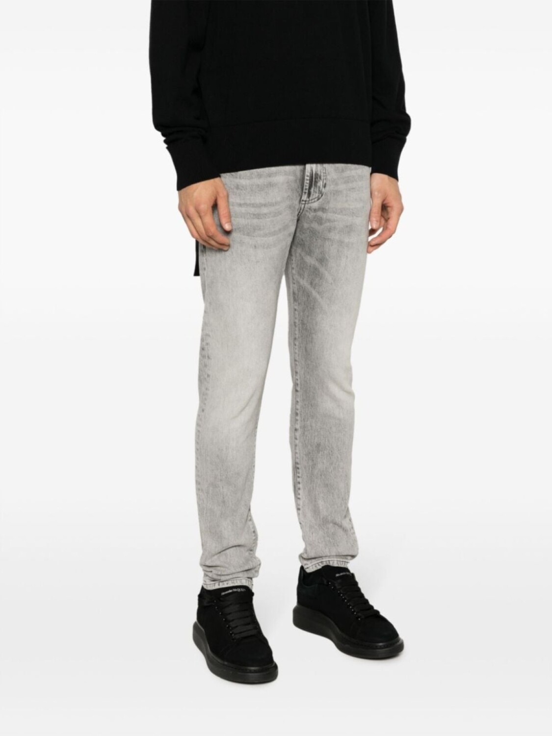 Versace Jeans Couture прямые джинсы с эффектом потертости, серый — фото 3