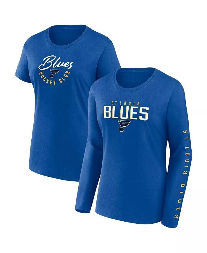 

Комплект из двух женских синих футболок St. Louis Blues с длинными и короткими рукавами Fanatics