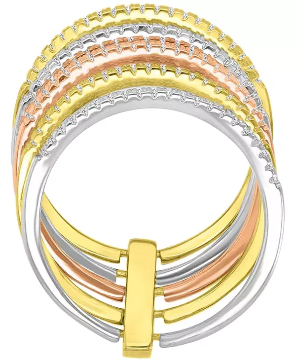 

Эффектное многослойное кольцо с кубическим цирконием из стерлингового серебра и покрытием из 14-каратного и 14-каратного розового золота Macy'S, tricolor