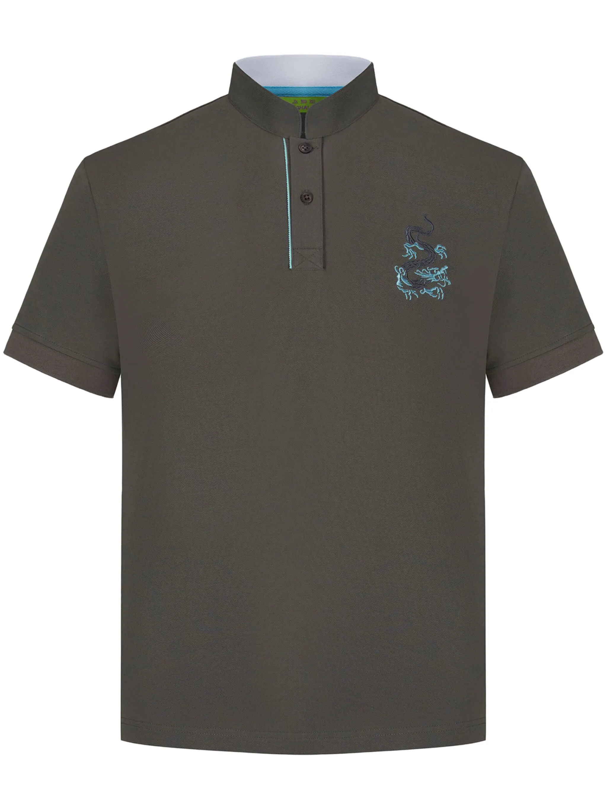 

Рубашка поло с воротником-стойкой и вышивкой Shanghai Tang, серый