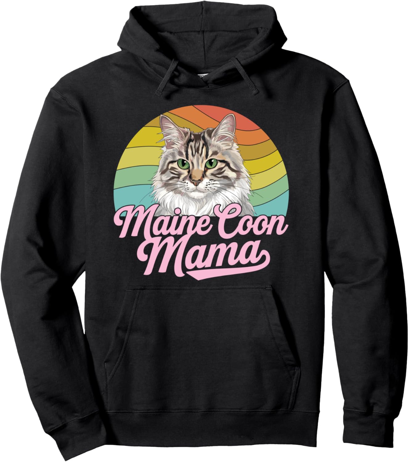 

Толстовка с забавным рисунком «Мама-кошка мейн-кун», черная Cat Lover Apparel