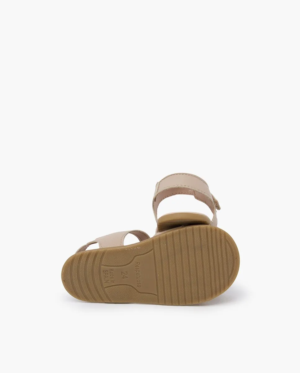 Открытые босоножки для девочек barefoot с кожаным верхом и нескользящей подошвой Pisamonas, бежевый — фото 3