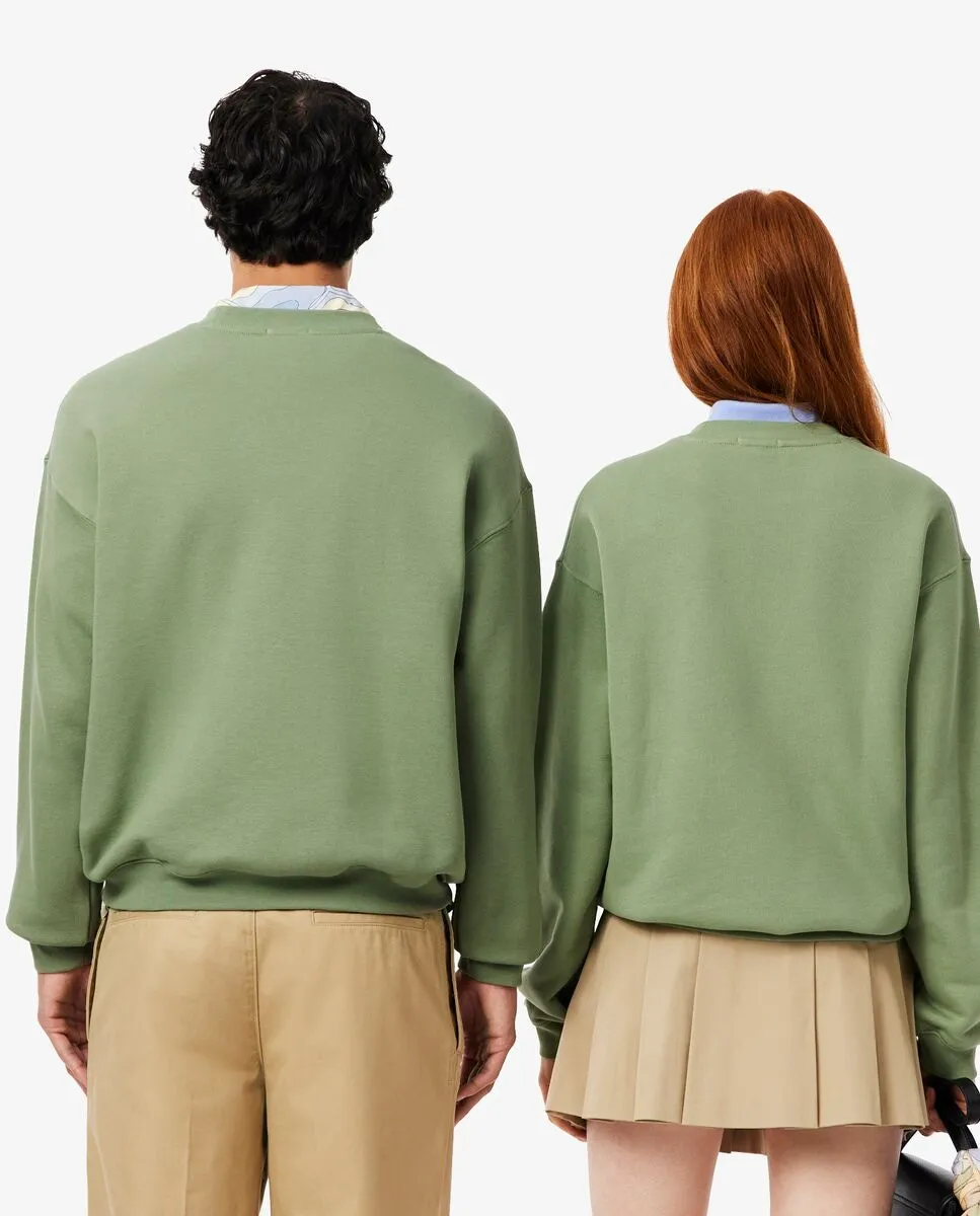 Унисекс толстовка из толстого флиса свободного кроя синего цвета Lacoste — фото 2