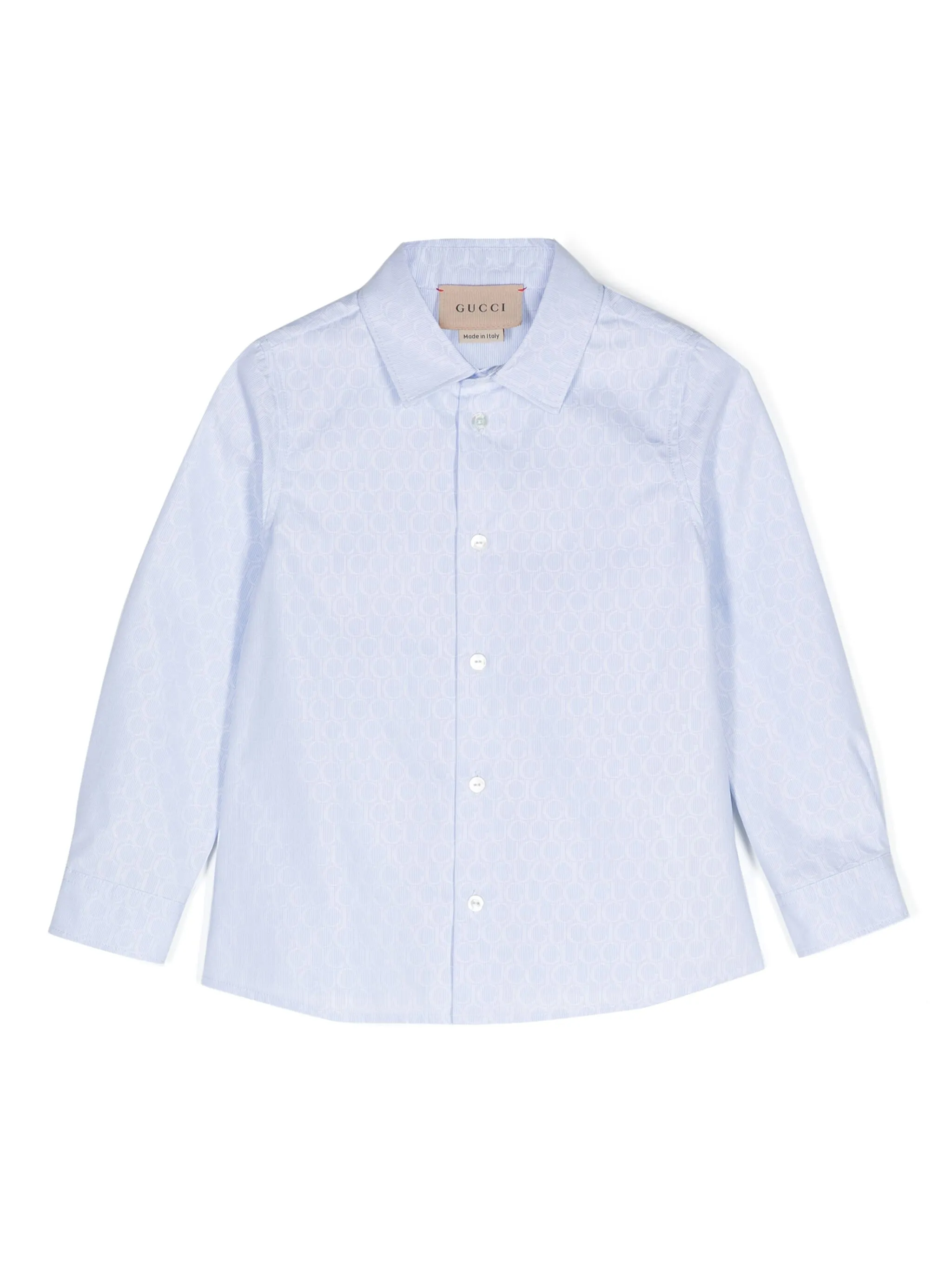 Рубашка с жаккардовым логотипом Gucci Kids, синий