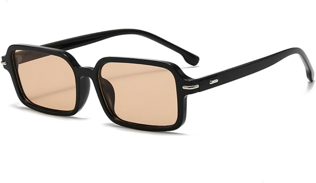 

Ретро прямоугольные солнцезащитные очки для женщин, модные очки с заклепками, мужские модные очки в стиле панк с леопардовым принтом, солнцезащитные очки UV400 TVTBBVV, Black Champagne