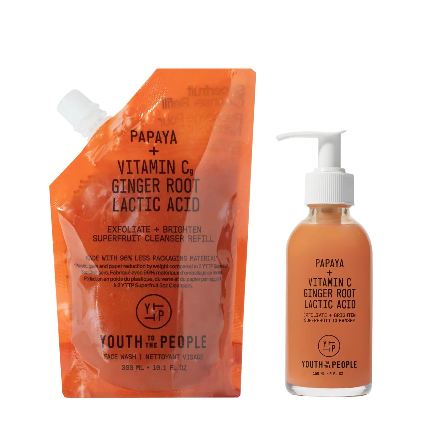 Набор Youth To The People Superfruit Cleanser Refill - мягкий очищающий гель с папайей и витамином C (148 мл) + заправочный пакет (300 мл)