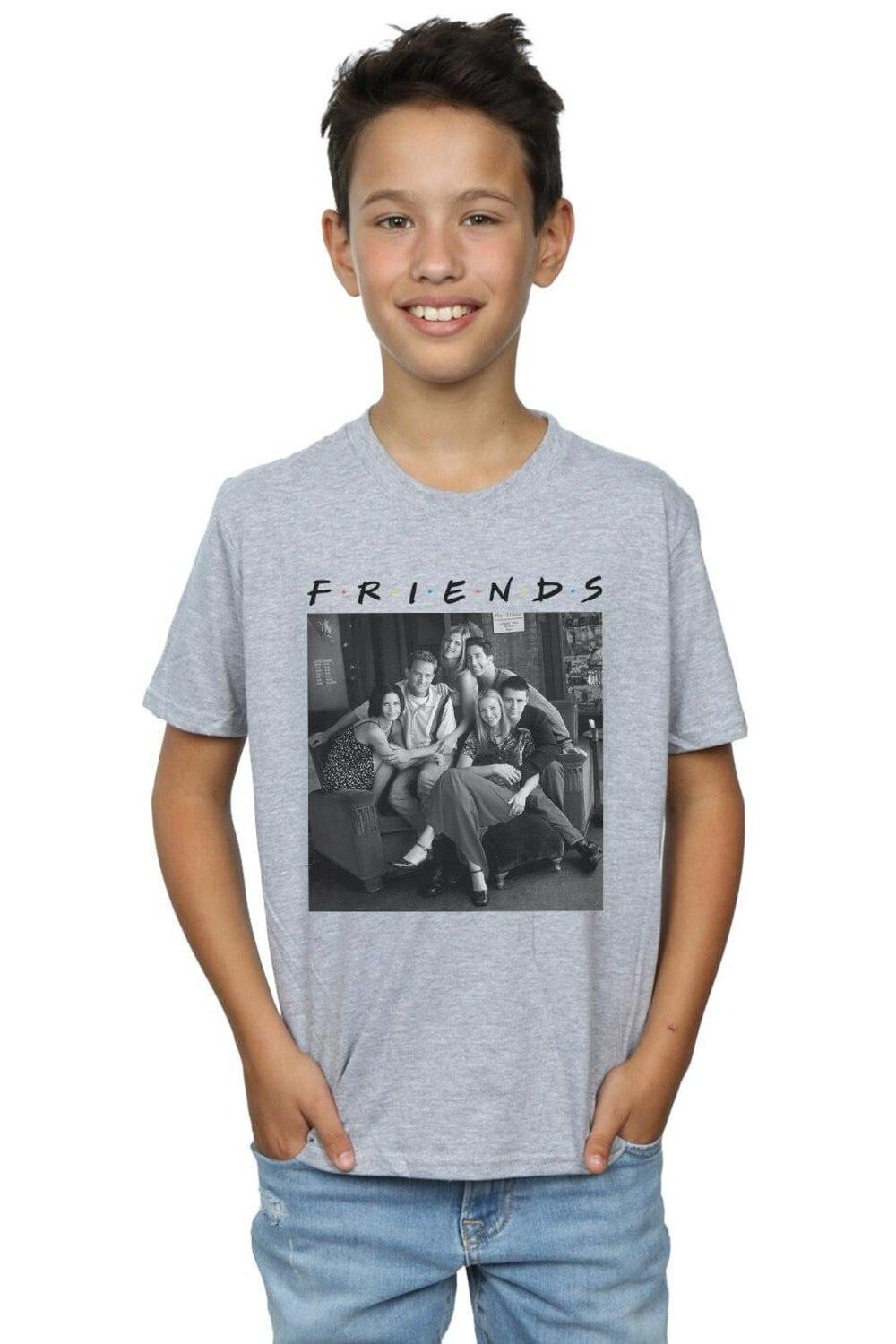

Черно-белая футболка с фотографией Friends, серый, Черный, Черно-белая футболка с фотографией Friends, серый