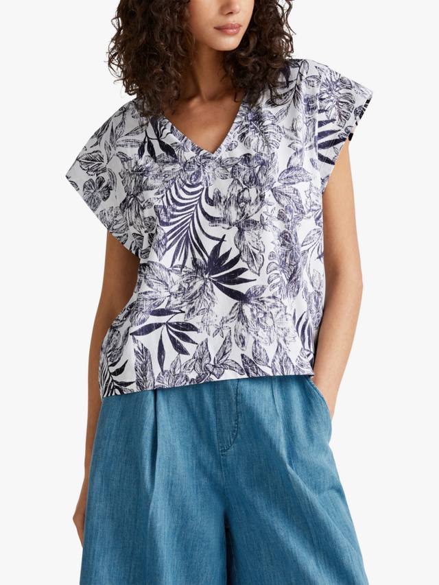 

Футболка с V-образным вырезом Leaves Benetton, Blue