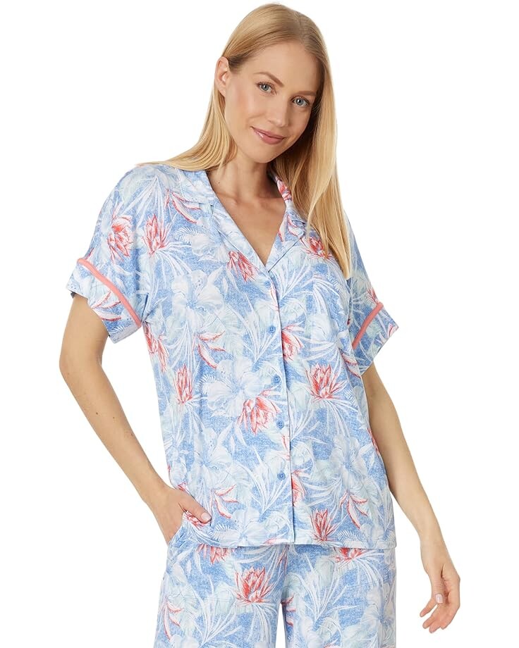 

Пижамный комплект Tommy Bahama Short Sleeve Cropped PJ Set, цвет Blue Floral