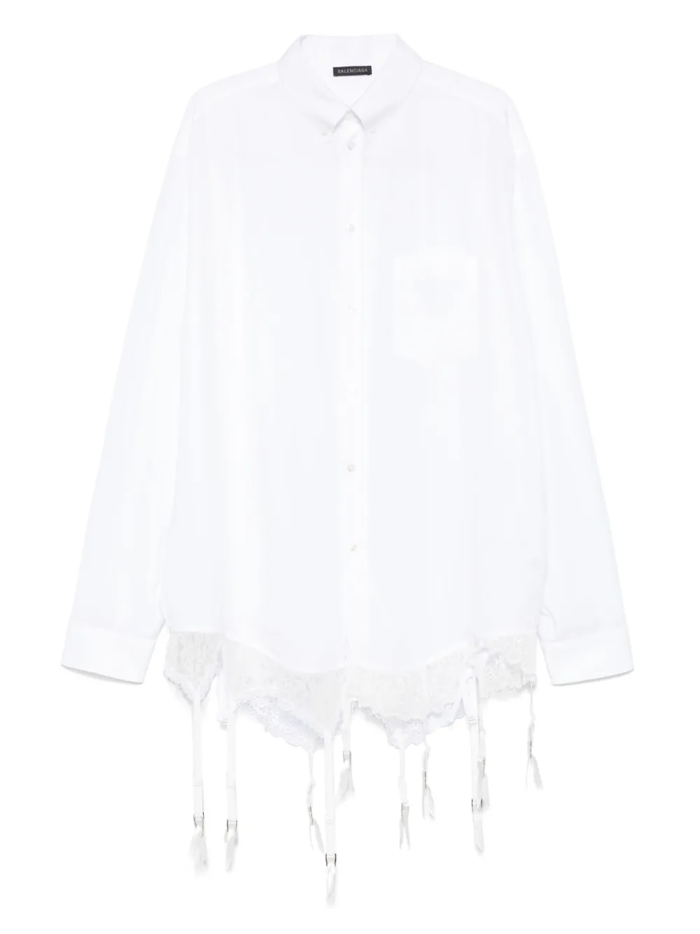 

Рубашка с кружевной отделкой BALENCIAGA, белый