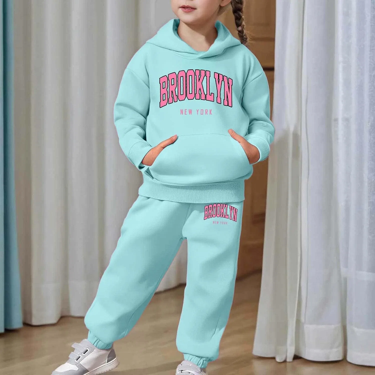 Детский спортивный костюм с принтом Brooklyn, синий — фото 2
