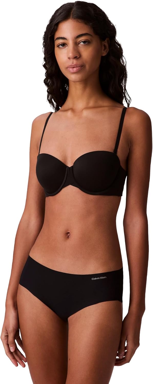 Женские бесшовные трусики-хипстеры Calvin Klein Invisibles, упаковка, Black/Speakeasy/White Light Caramel — фото 2