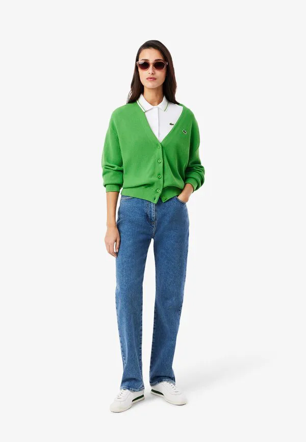 Рубашка поло Lacoste Blanc Vert-Sm, приталенная, однотонная