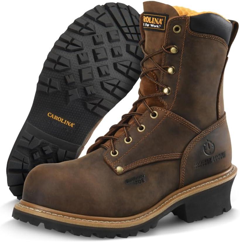 

Мужские ботинки Carolina 8 Poplar Comp Toe Logger, для промышленности и строительства, маслостойкие и противоскользящие, с электрозащитой (EH), темно-коричневый