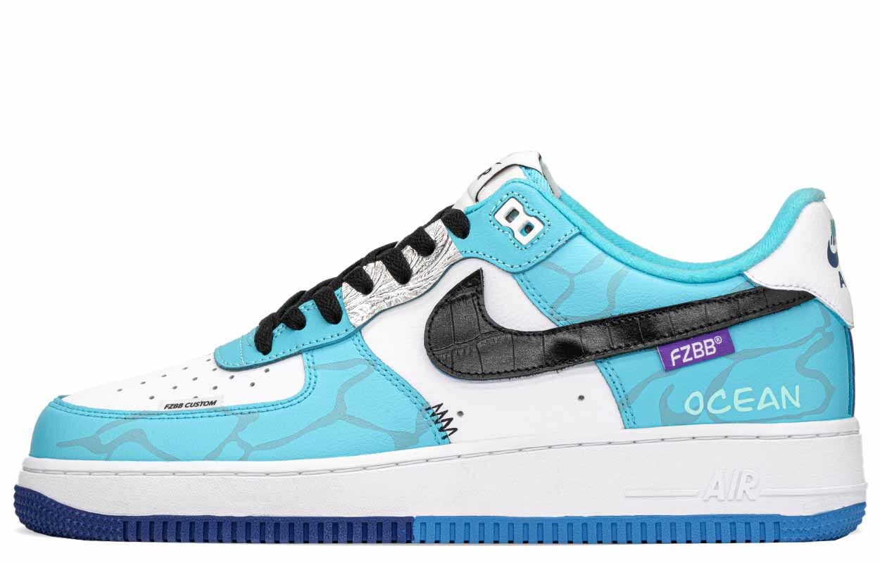 

Кроссовки Nike Air Force 1 Skateboarding Shoes Men Low-top Black/white/blue, синий