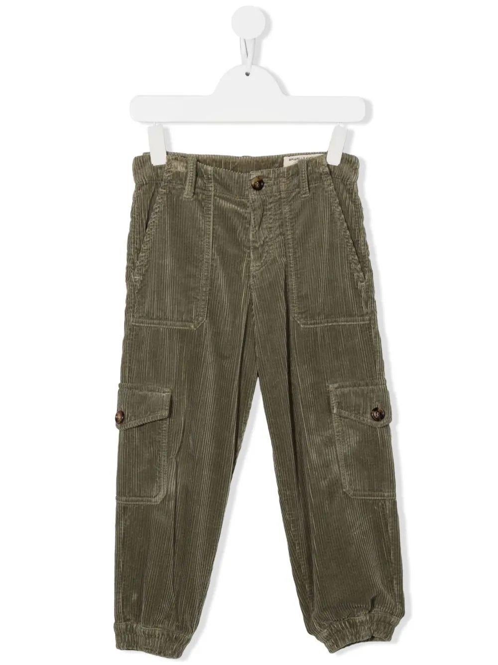 

Зауженные вельветовые брюки Brunello Cucinelli Kids, зеленый