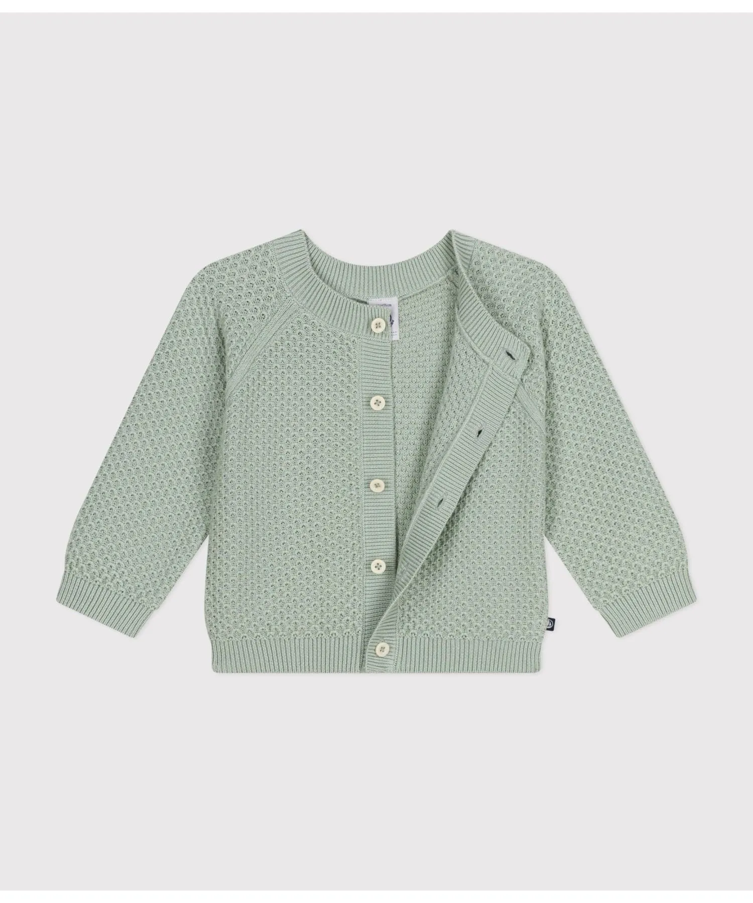 Хлопковый вязаный кардиган PETIT BATEAU, Light green — фото 2