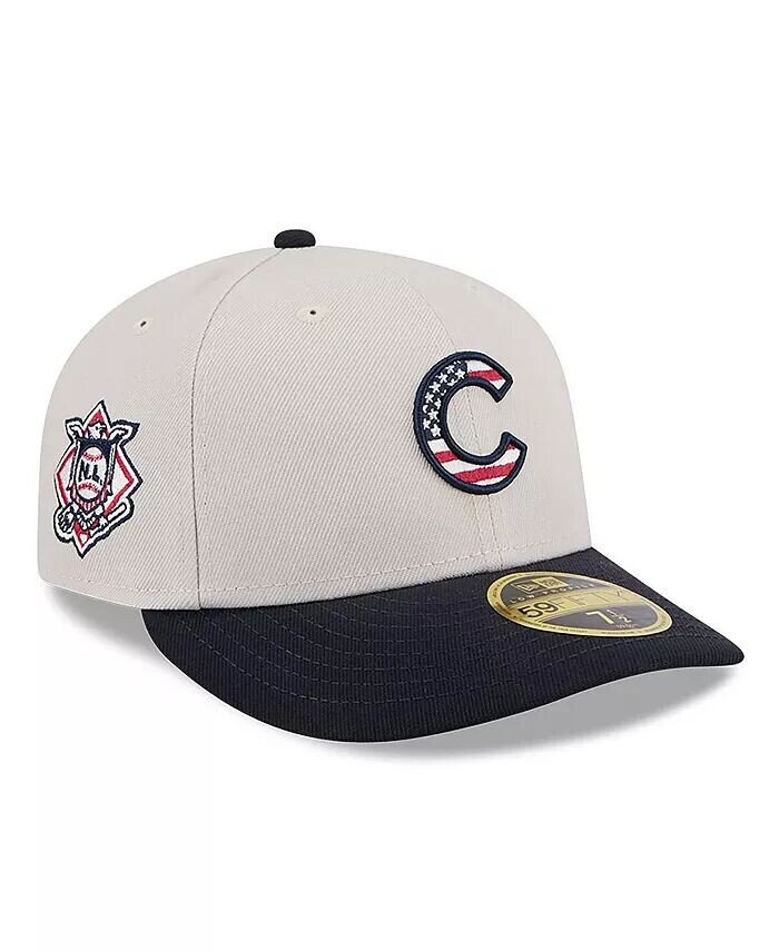 

Мужская черная приталенная шляпа Chicago Cubs 2024 Fourth of июля 59FIFTY New Era, бежевый