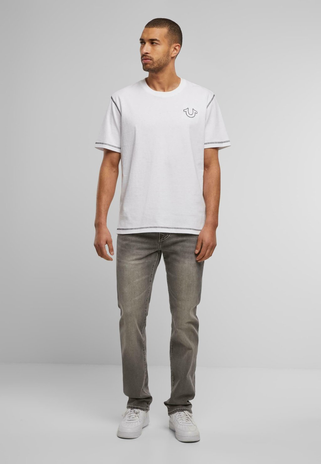 Джинсы облегающего кроя RICKY BIG T FLAP True Religion, серый
