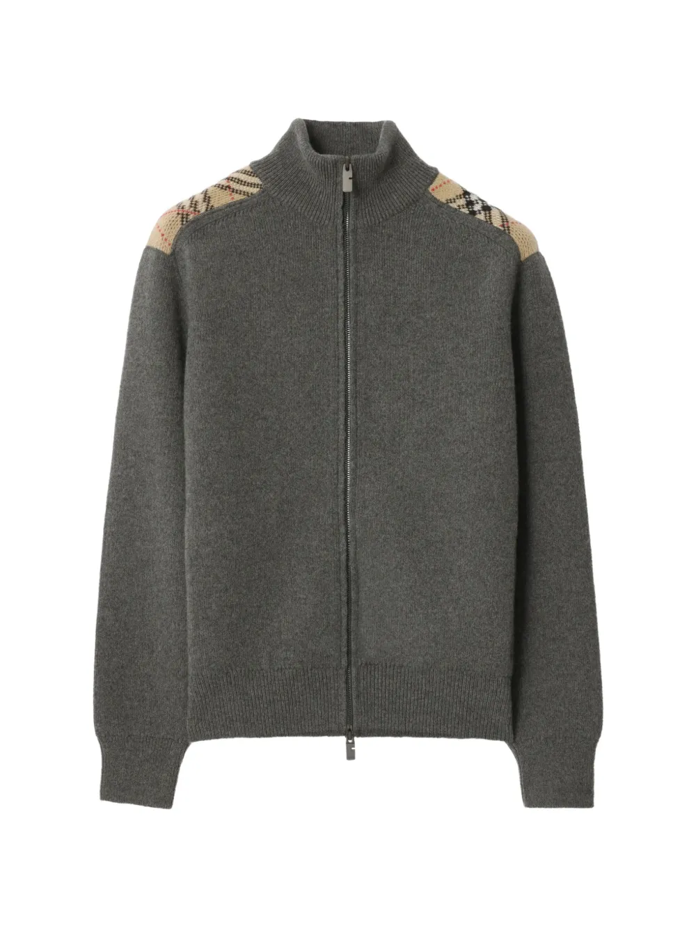 

Кардиган с воротником-воронкой и отделкой в клетку Burberry, серый
