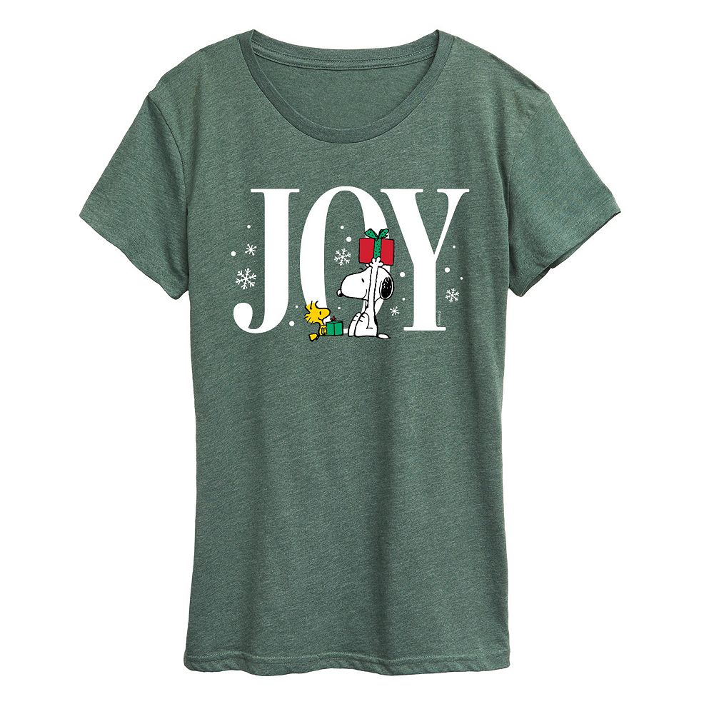 

Женская футболка с рисунком Peanuts Snoopy & Woodstock Joy Licensed Character, цвет Heather Green