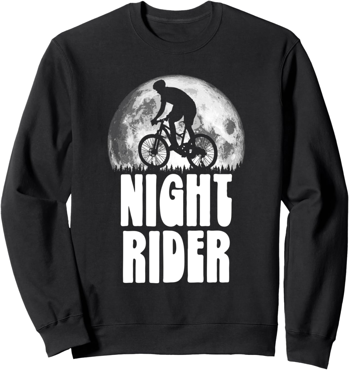 

Винтажная толстовка Night Rider для горного велосипеда, полнолуние и байкерский ретро-стик Nature Rush Outdoor Sports Threads, черный