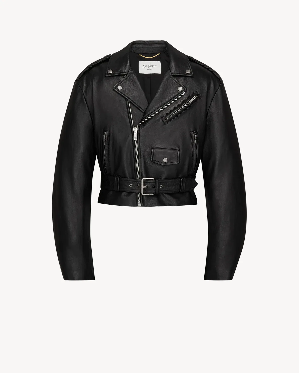 Косуха на молнии из ягнячьей кожи Saint Laurent, черный