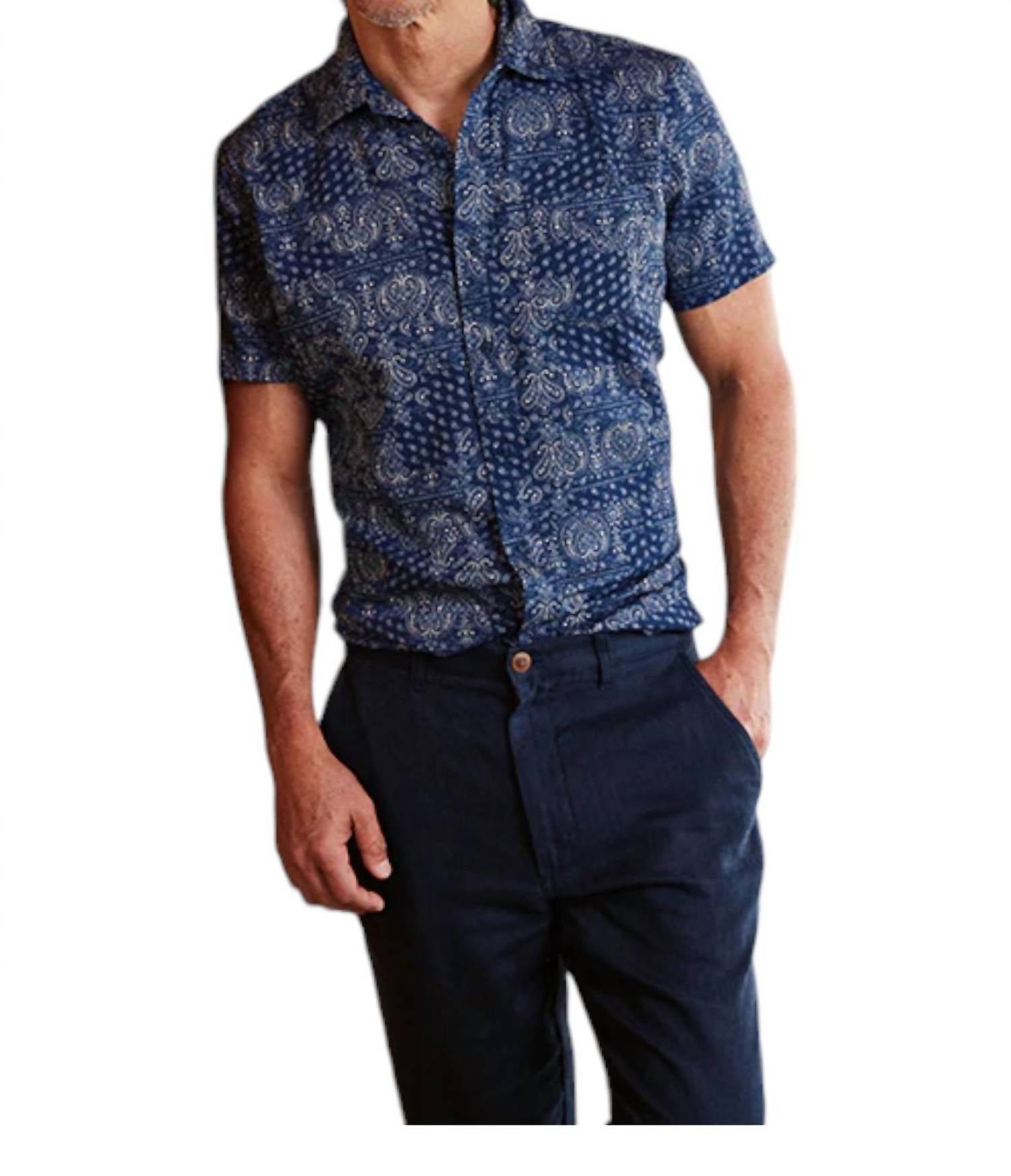 

Рубашка Bedford Textured Printed в темно-синей бандане Grayers