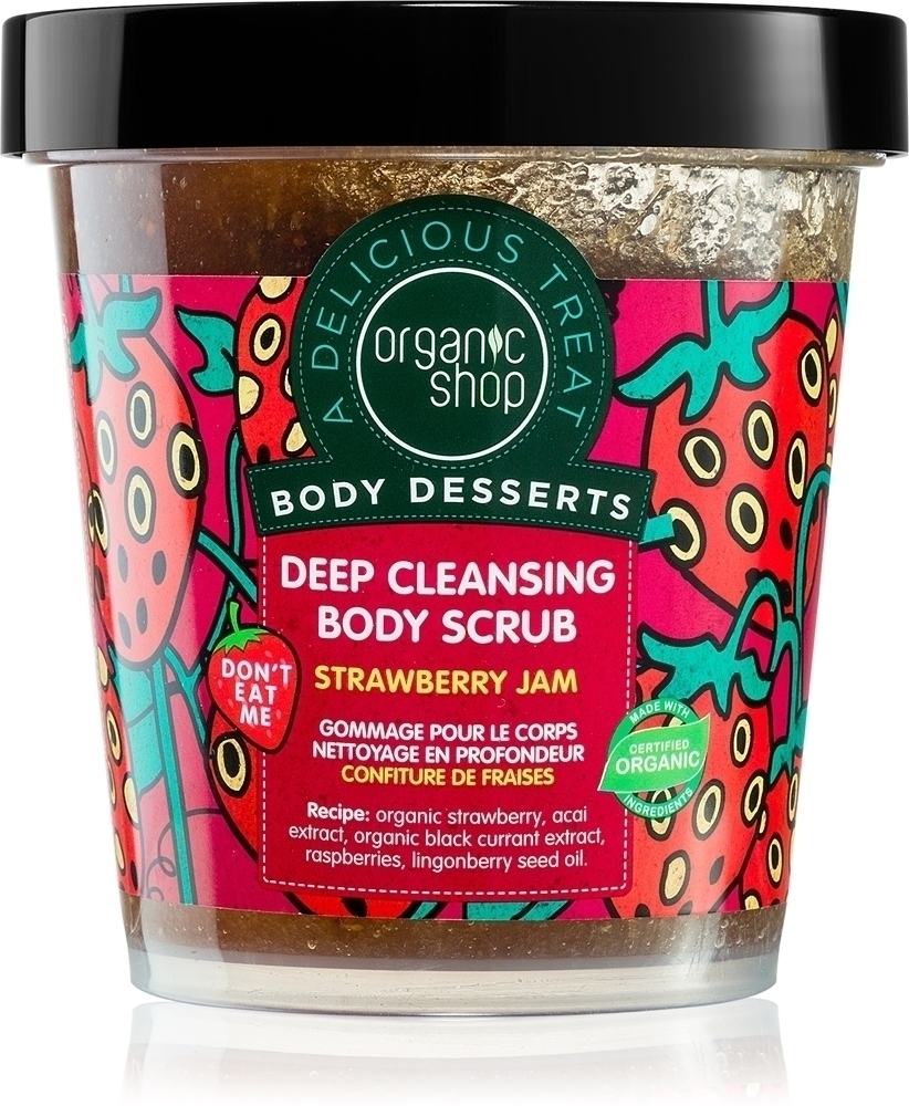

Десерты для тела, клубничный джем, глубоко очищающий скраб для тела Organic Shop, 450 мл
