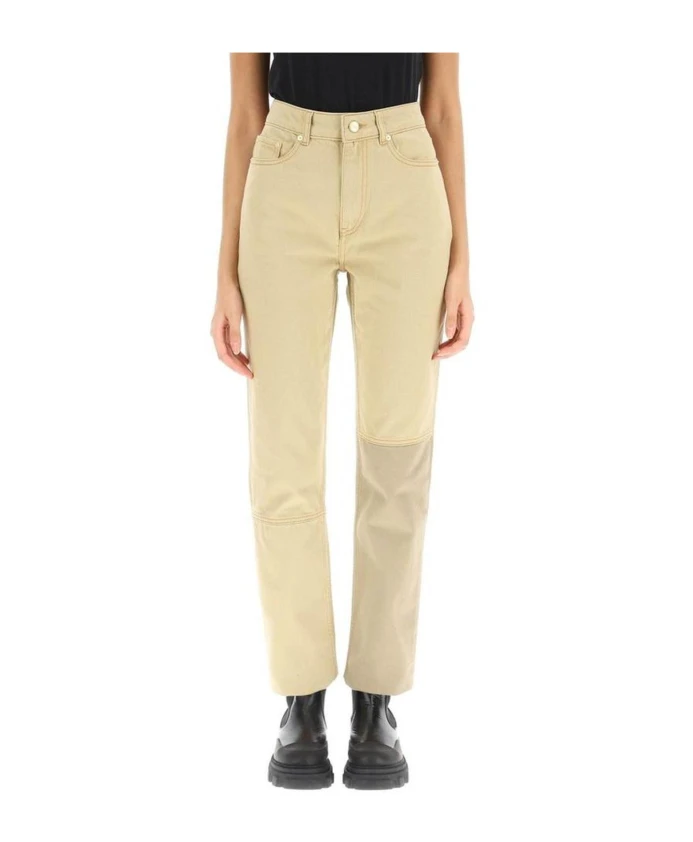 

Бежевые джинсы в стиле пэчворк Ganni, бежевый