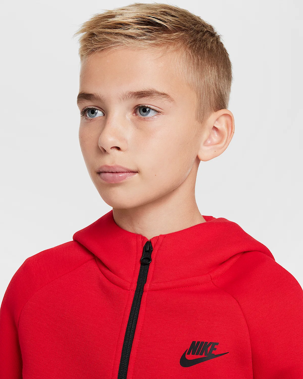 Детская худи Nike Sportswear Tech Fleece на молнии, University Red/Black/Black — фото 3