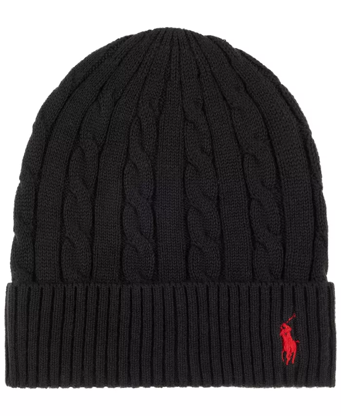 

Мужская кашемировая шапка с косой Polo Ralph Lauren, черный