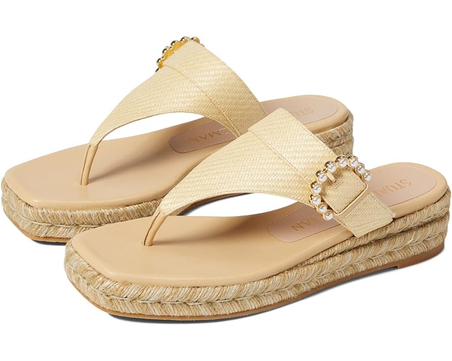 

Сандалии Stuart Weitzman Pearl Buckle Espadrille Sandal, цвет Wheat