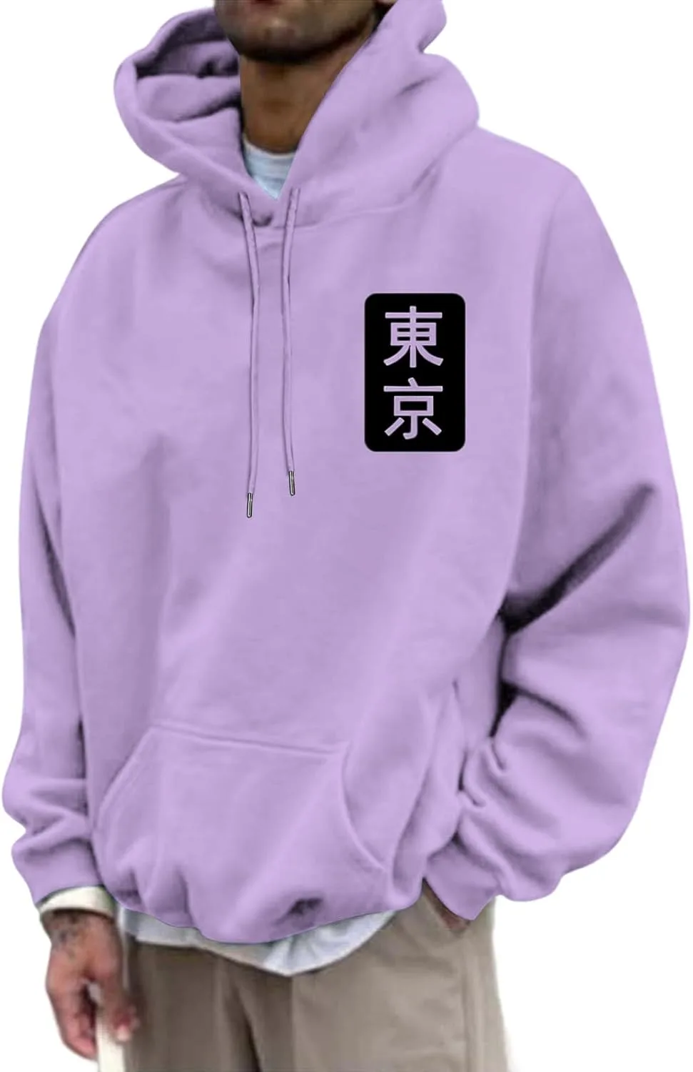 

Мужской худи с японским принтом Tokyo Letter, длинный рукав, оверсайз