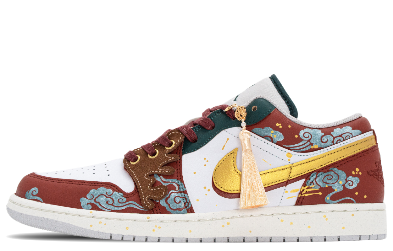 Jordan Air 1 CNY Box, Dunhuang Mural Abrasion Resistant Low top Vintage Basketball Shoes Unisex White Red — фото 3