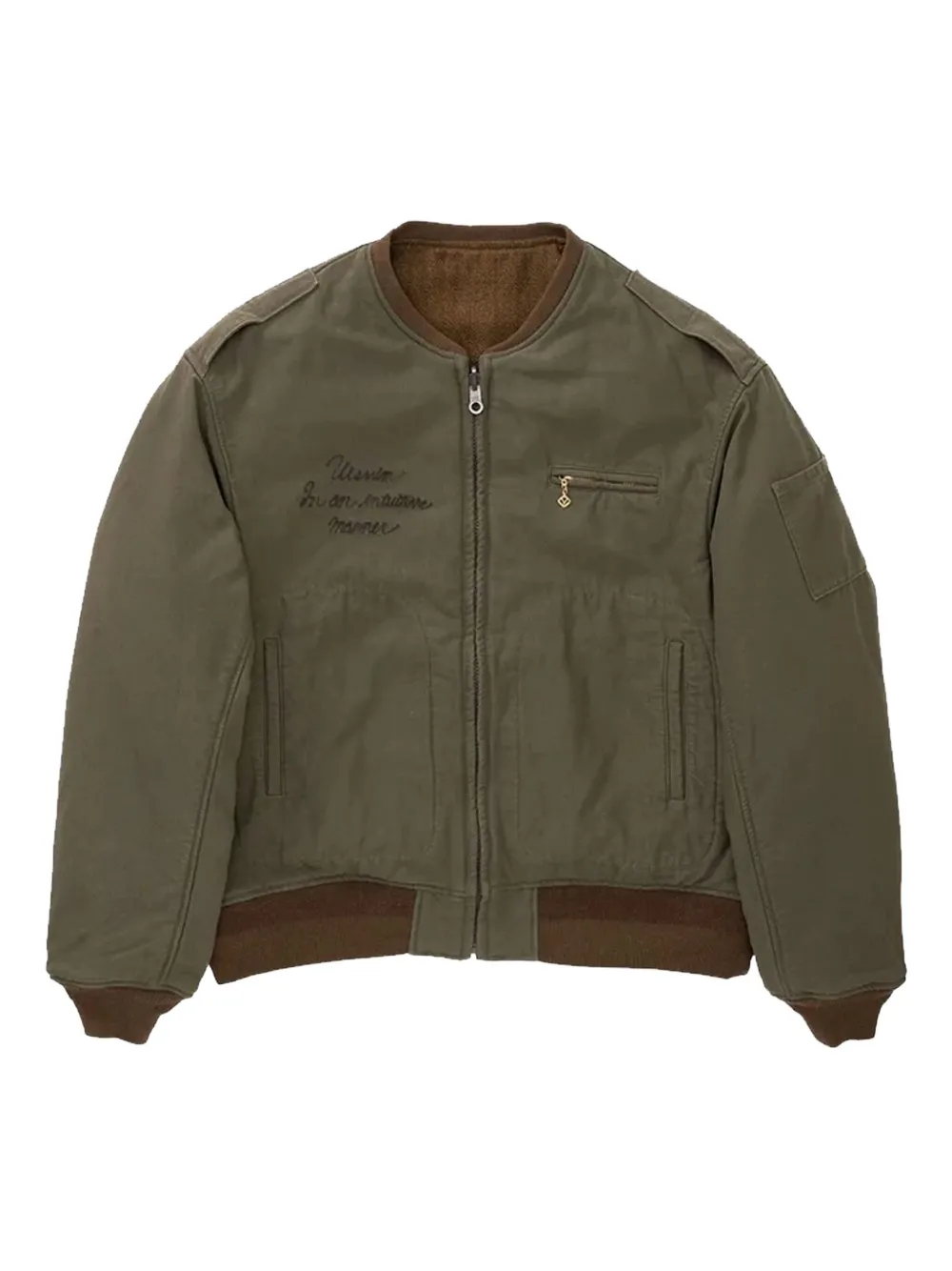 

Вышитая ребристая куртка-бомбер visvim, коричневый