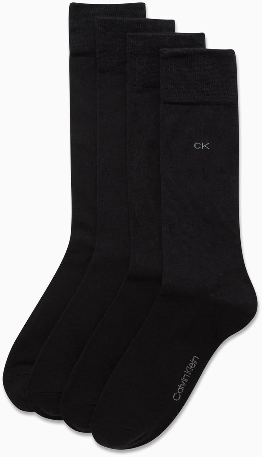 Мужские носки Calvin Klein для повседневного носка из хлопковой смеси: узоры и однотонные (4 пары), Black Logo — фото 4