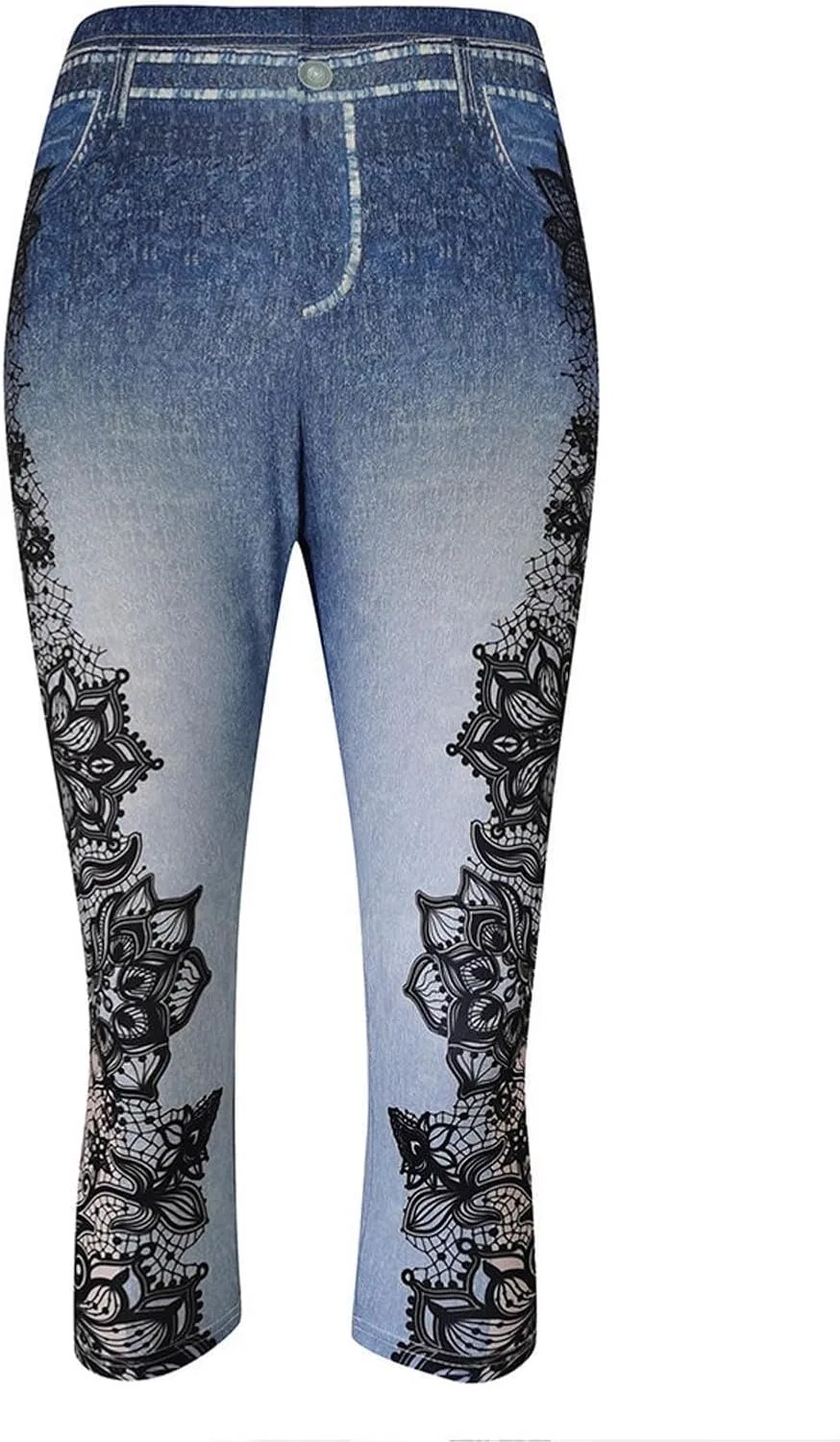 Джинсы джеггинсы капри Women Denim Capri Leggings, темно-синий — фото 4