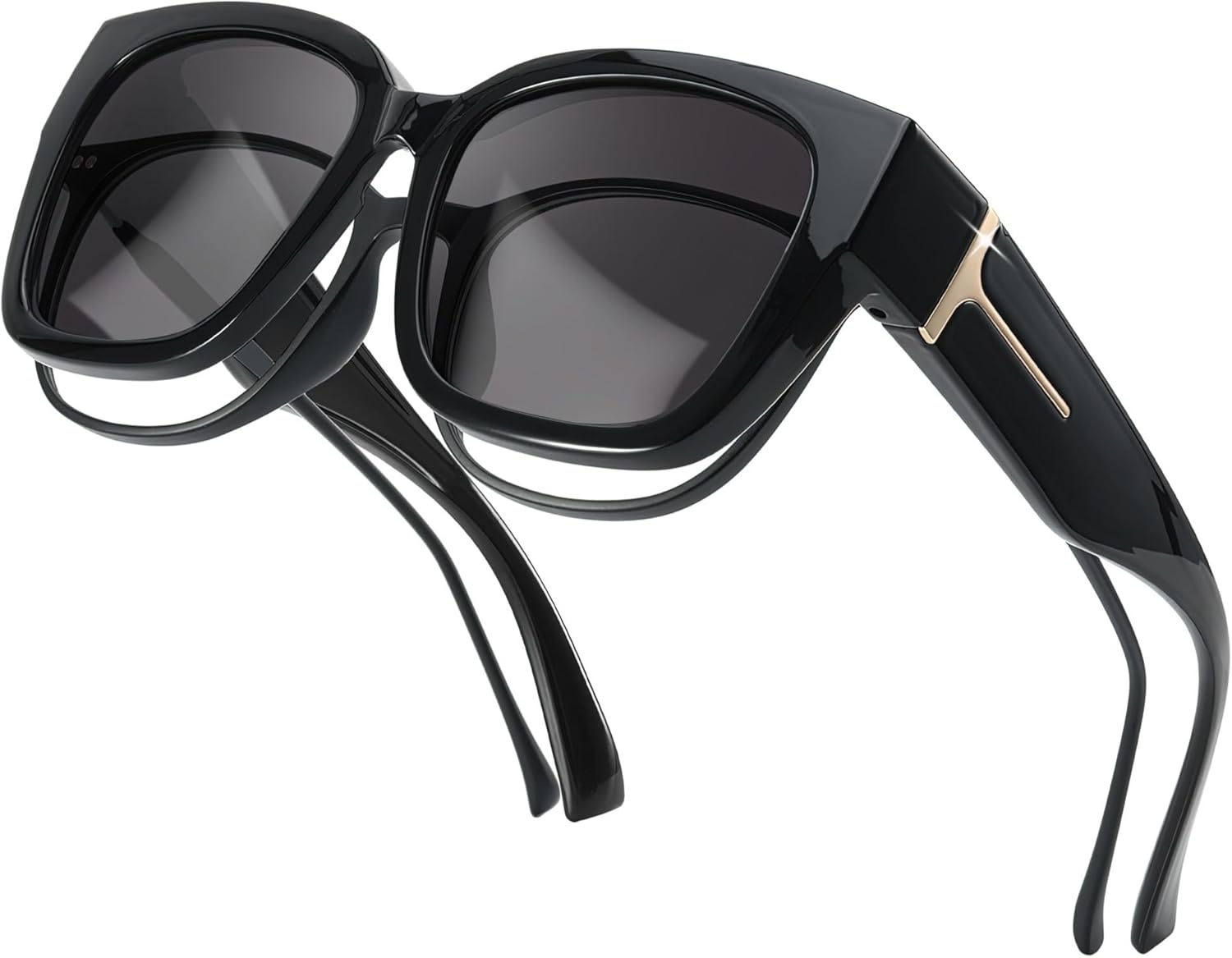 

Солнцезащитные очки SIPHEW с зеркальными линзами, поляризованные, надеваются поверх обычных очков, модные, большие квадратные, с защитой от УФ-излучения UV400, A01 Super Dark Cat.4