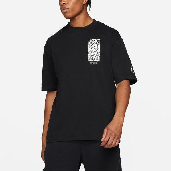 Футболка men's jordan dri-fit zion basketball sports printing knit round neck short sleeve black t-shirt Nike, черный — фото 4