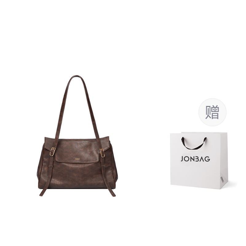 

JONBAG Сумка-тоут универсальная большая женская для поездок на работу полированная коричневая, Коричневый, JONBAG Сумка-тоут универсальная большая женская для поездок на работу полированная коричневая