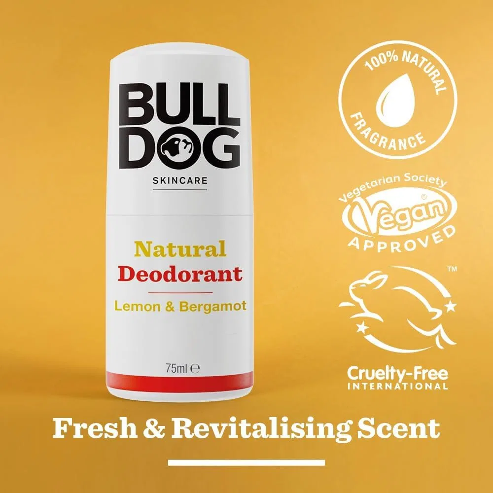 Мужской роликовый дезодорант BULLDOG SKINCARE Lemon Bergamot, 75 мл, 3 шт. Bulldog