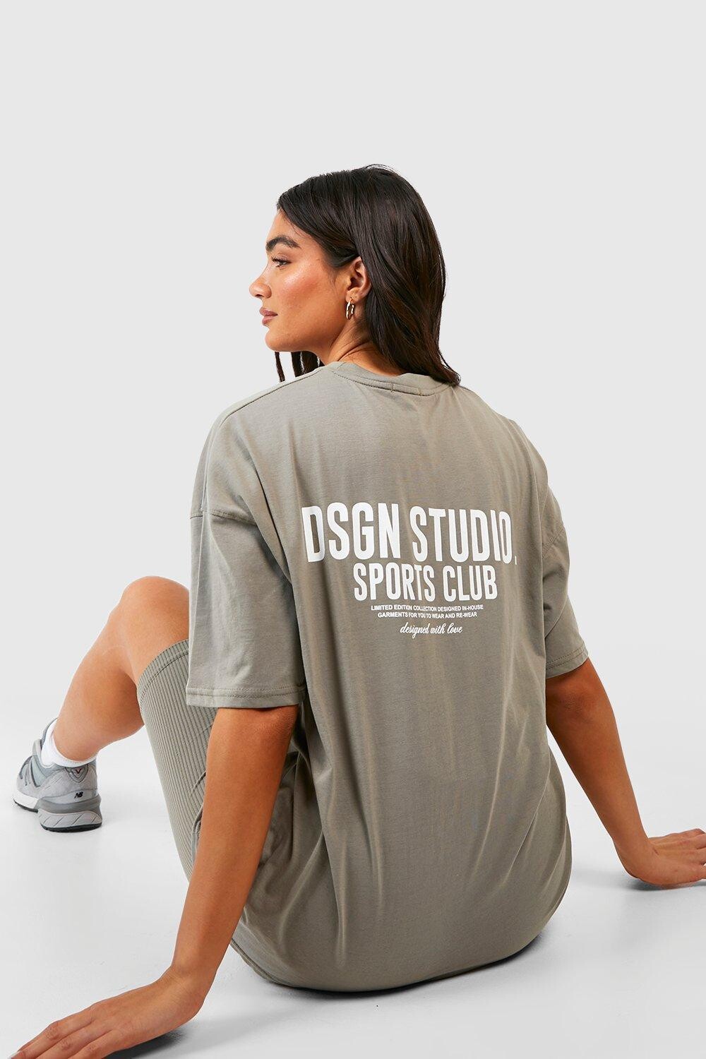 

Футболка оверсайз с слоганом sports club Boohoo, хаки