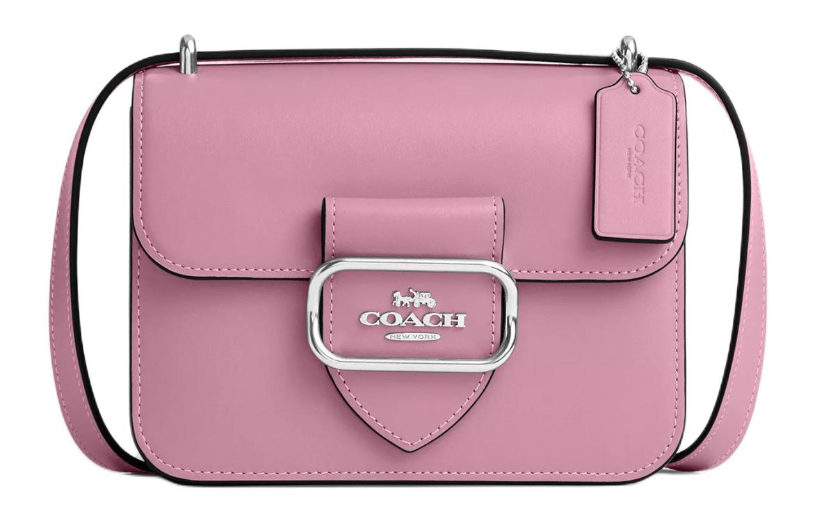 

Сумка через плечо Morgan Premium Calfskin Small Square Bag Crossbody Bag небольшого размера для женщин, цвет серебро и тюльпан COACH