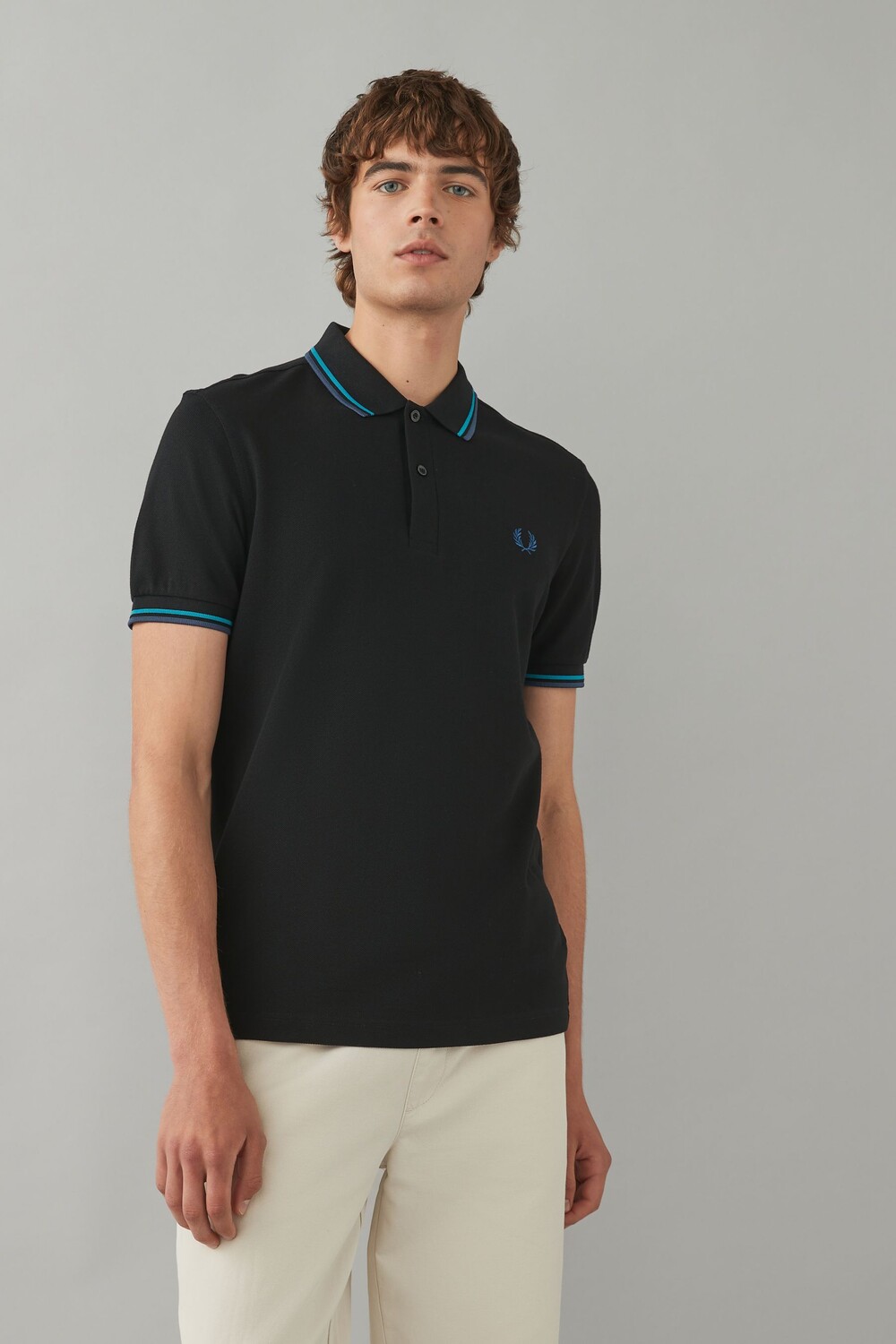 

Мужская рубашка поло с двойным кантом Fred Perry, черный