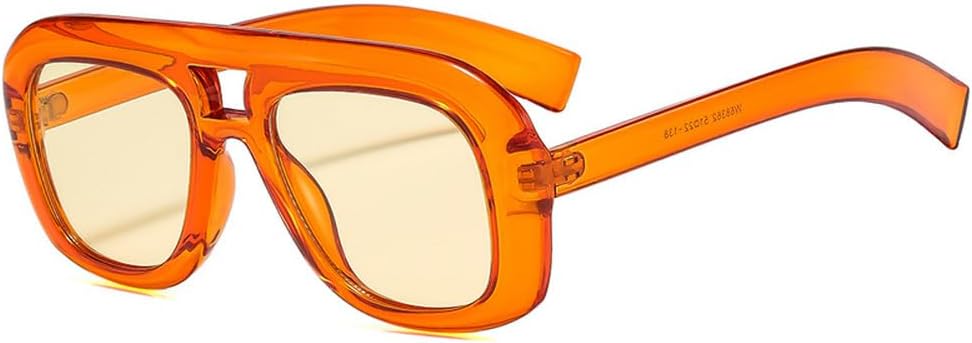 

Солнцезащитные очки в стиле ретро с двойной перемычкой, квадратной формы, модные градиентные линзы, защита от УФ-излучения UV400, трендовые солнцезащитные очки цвета шампанского HYYZZC, Orange Light Yellow