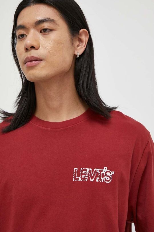 Хлопковая футболка Levi's, гранат — фото 4