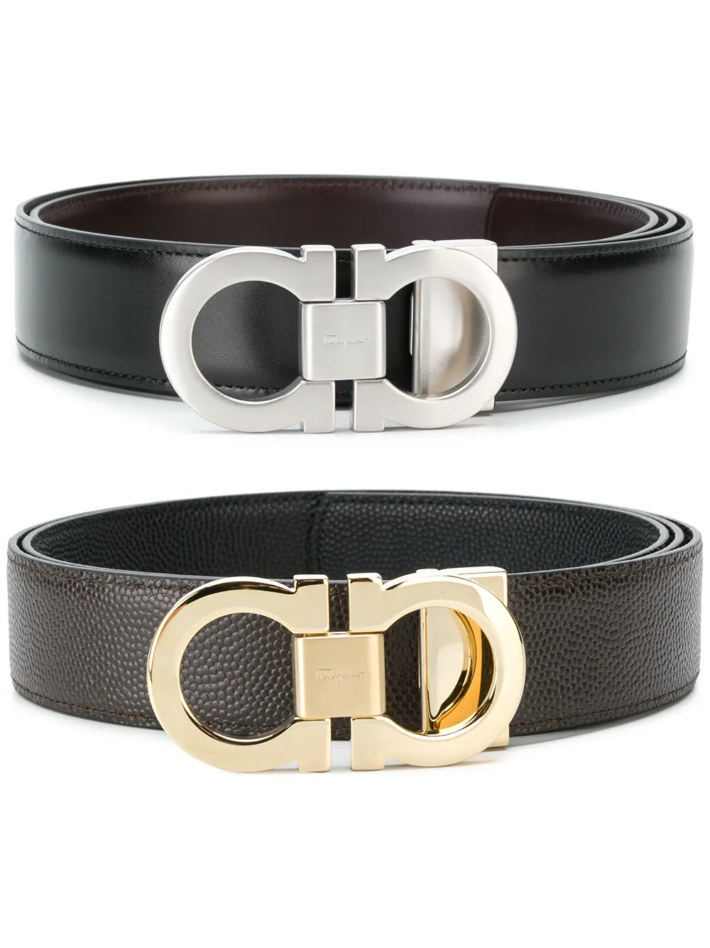 

Ремень с двойной пряжкой 'Gancio' Ferragamo, черный