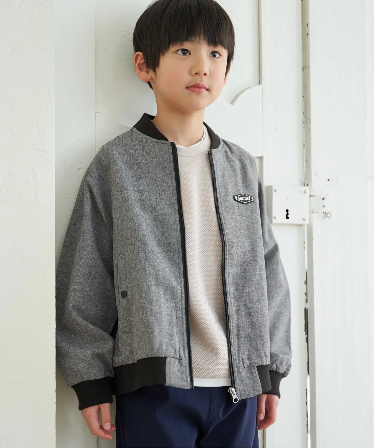 Куртка Блузон из льняной трикотажной ткани в рубчик (110-160 см) Ikka, gray — фото 3