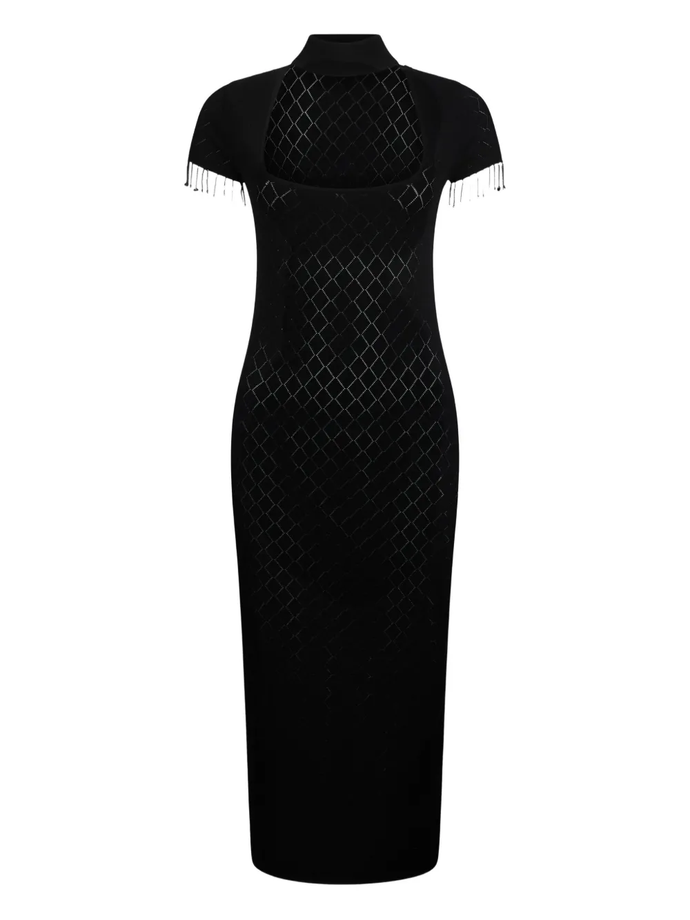 

Платье с бахромой и ромбовидным узором LIU JO, черный